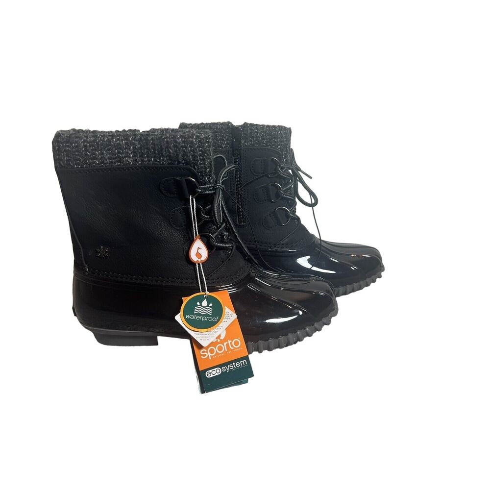 Women’s Boots Size 7M SPORTO LILIA WEATHER DUCK BOOT Black Rubber - Picture 3 of 8